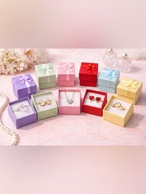 Pastel Jewelry Gift Boxes Set – 6 Colors w/ Bow & Cushion Insert per set